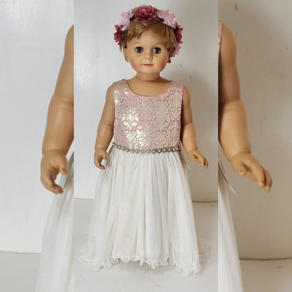 AMERICAN PRINCESS FLORAL CORKSCREW-TULLE PARTY DRESS TODDLER GIRLS 5T ROSEGOLD - Picture 3 of 10